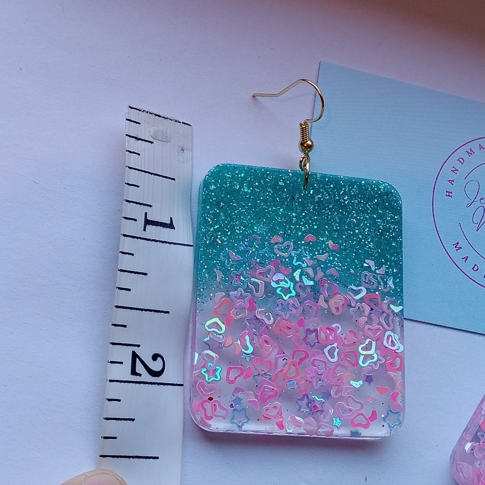 Hand Crafted Pink And Teal Caribbean Sunset Collection Rectangles - Picture 6 of 6